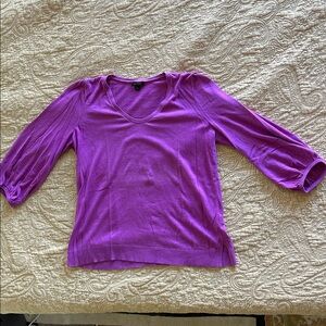 J. Jill Wearever Collection Purple Silk Cotton sweater, 3/4 balloon sleeves